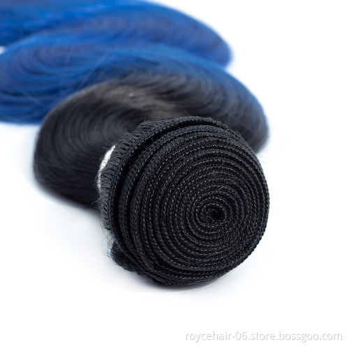100% Virgin Remy Brazilian Human Hair Bundles Ombre Color Body Wave Human Hair Curly  Bundles  OT Blue Hair